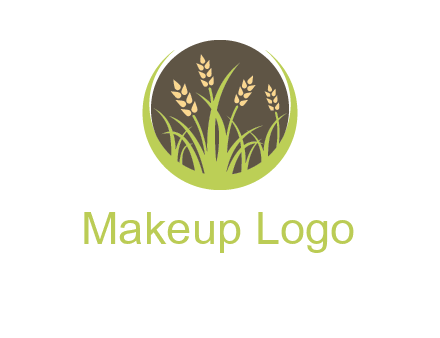 wheat stalks and grass in circle agriculture logo