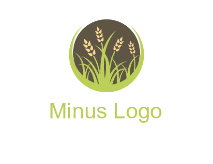 wheat stalks and grass in circle agriculture logo