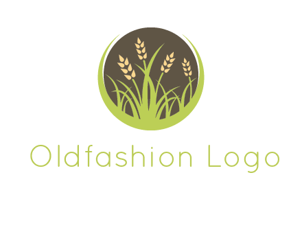 wheat stalks and grass in circle agriculture logo