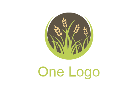 wheat stalks and grass in circle agriculture logo