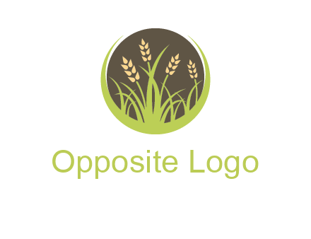 wheat stalks and grass in circle agriculture logo