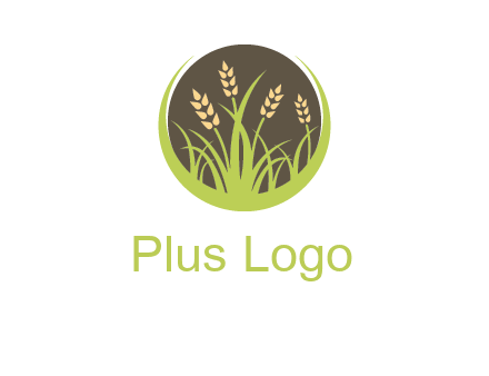 wheat stalks and grass in circle agriculture logo