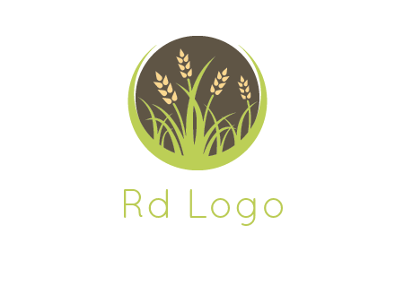 wheat stalks and grass in circle agriculture logo
