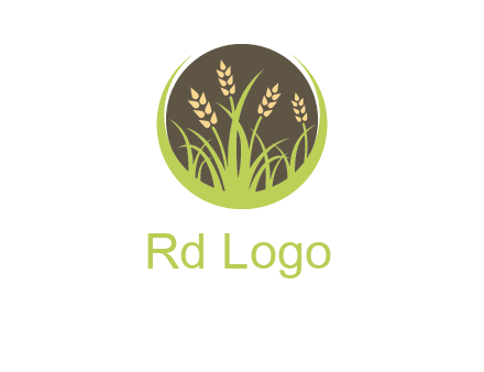 wheat stalks and grass in circle agriculture logo