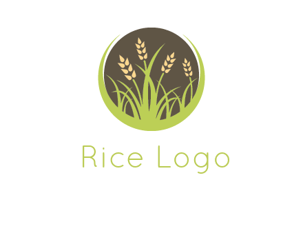 wheat stalks and grass in circle agriculture logo