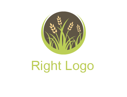 wheat stalks and grass in circle agriculture logo