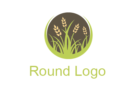 wheat stalks and grass in circle agriculture logo