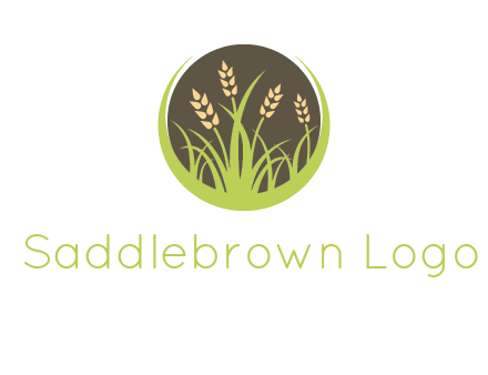 wheat stalks and grass in circle agriculture logo