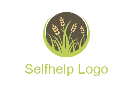 wheat stalks and grass in circle agriculture logo
