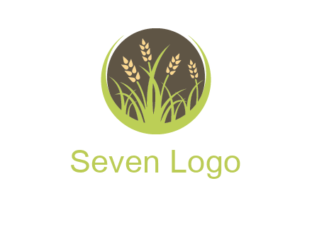 wheat stalks and grass in circle agriculture logo
