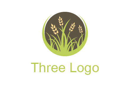 wheat stalks and grass in circle agriculture logo