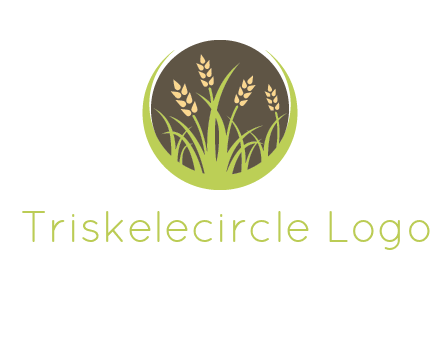 wheat stalks and grass in circle agriculture logo