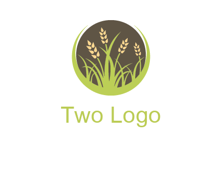 wheat stalks and grass in circle agriculture logo