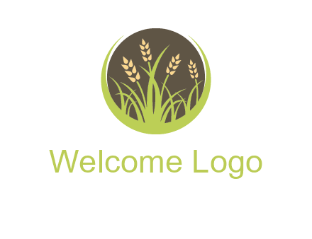 wheat stalks and grass in circle agriculture logo
