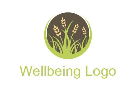 wheat stalks and grass in circle agriculture logo