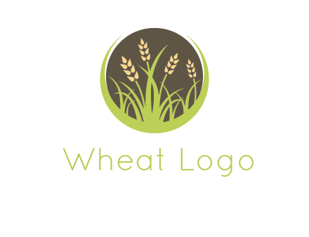 wheat stalks and grass in circle agriculture logo