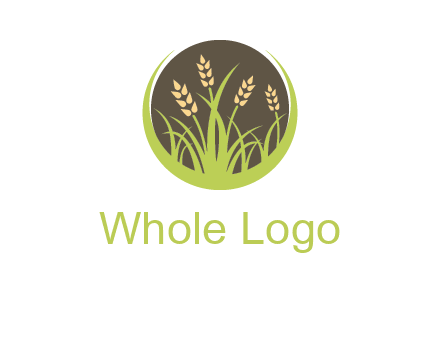 wheat stalks and grass in circle agriculture logo
