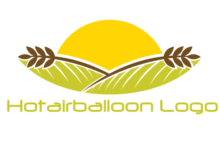 sunset over wheat stalks and farm logo