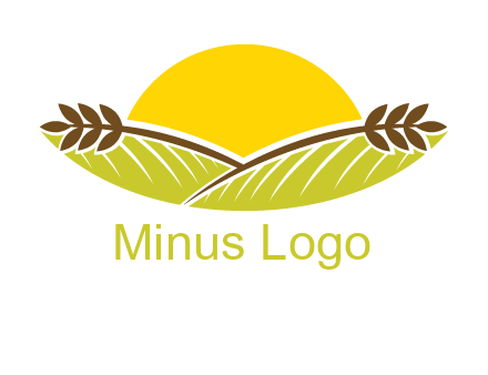 sunset over wheat stalks and farm logo