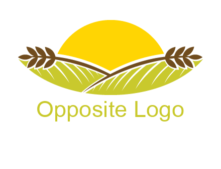 sunset over wheat stalks and farm logo