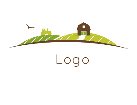 barn and tractor farming logo