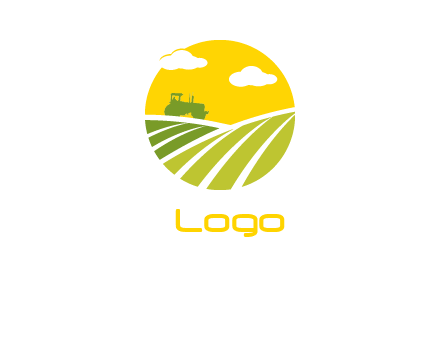 clouds over tractor farming logo