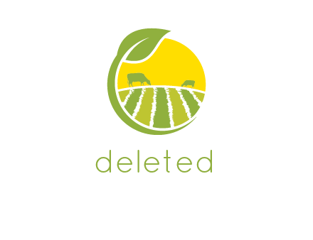 cattle grazing field in circle farm logo
