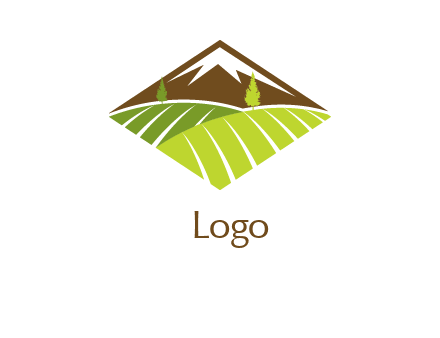 farm fields and mountain agriculture logo
