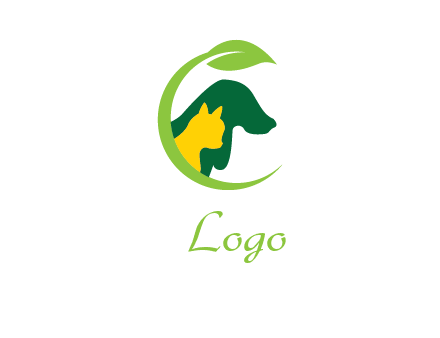 leaf over cat and dog logo