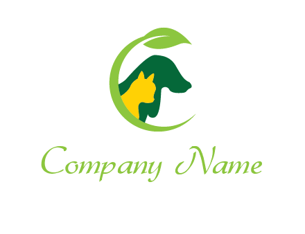 leaf over cat and dog logo