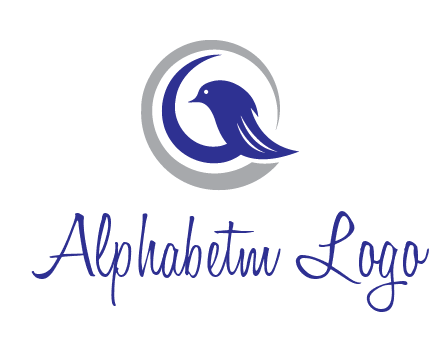 bird in circle with feather animal logo