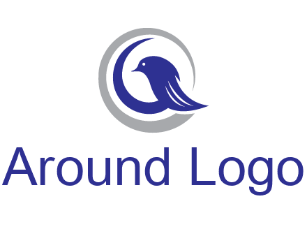 bird in circle with feather animal logo