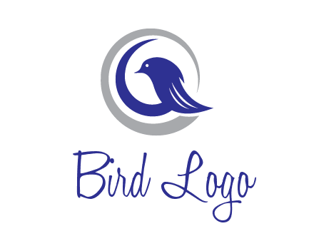 bird in circle with feather animal logo
