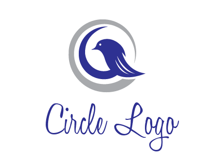bird in circle with feather animal logo