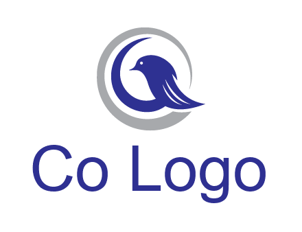 bird in circle with feather animal logo