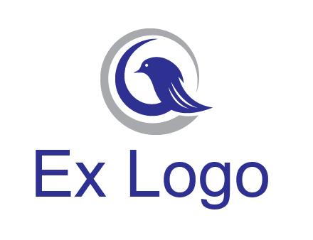 bird in circle with feather animal logo