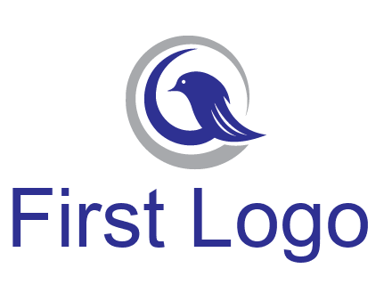 bird in circle with feather animal logo
