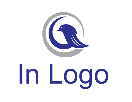 bird in circle with feather animal logo