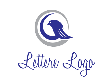bird in circle with feather animal logo
