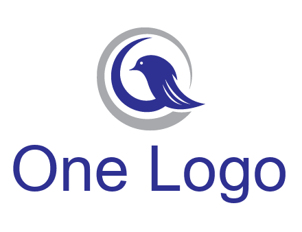 bird in circle with feather animal logo