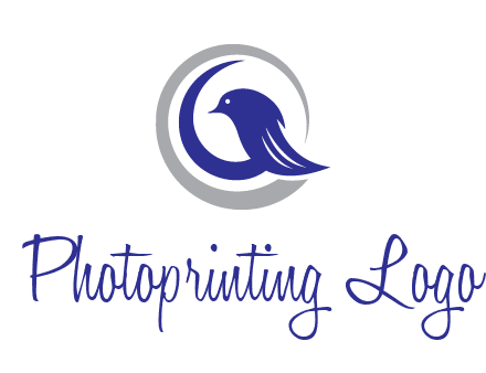 bird in circle with feather animal logo