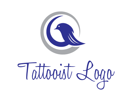 bird in circle with feather animal logo