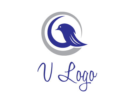 bird in circle with feather animal logo