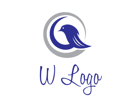 bird in circle with feather animal logo