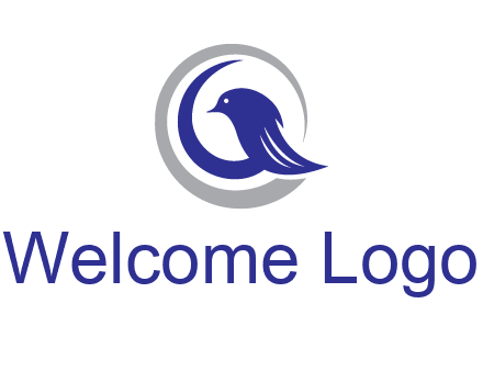 bird in circle with feather animal logo