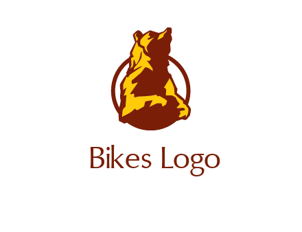 half body bear in circle animal logo