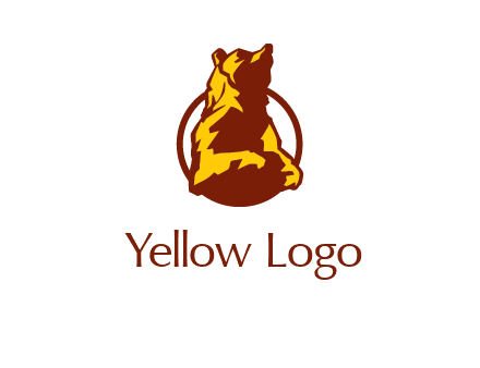 half body bear in circle animal logo