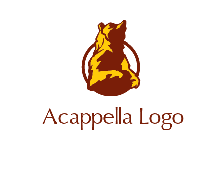 half body bear in circle animal logo