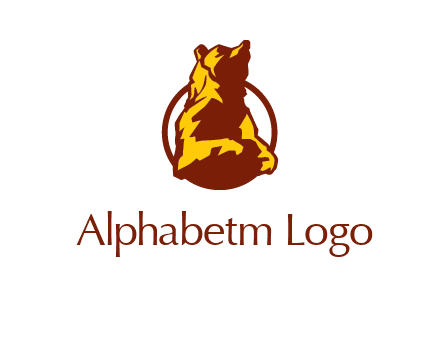 half body bear in circle animal logo
