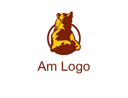 half body bear in circle animal logo